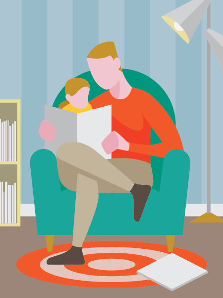 father reading to baby